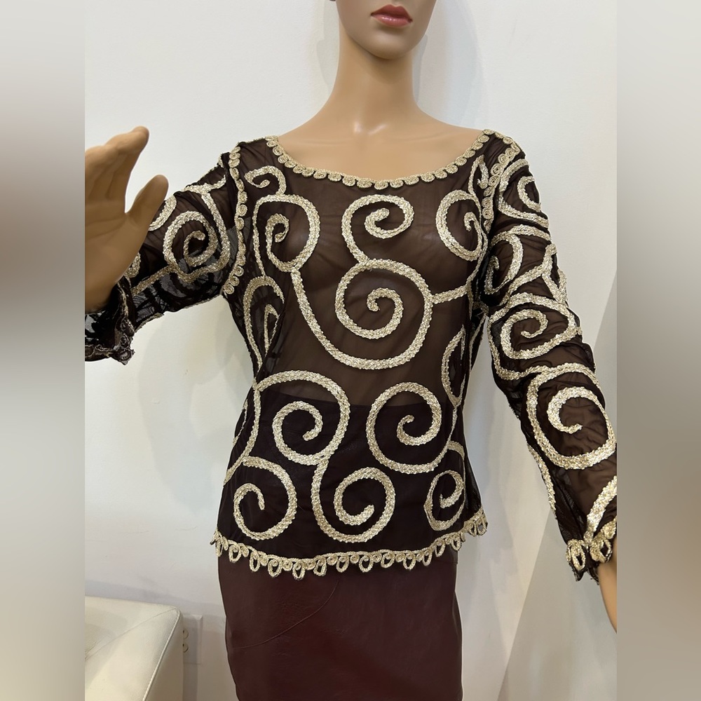 Richly Embroidered Mesh Blouse